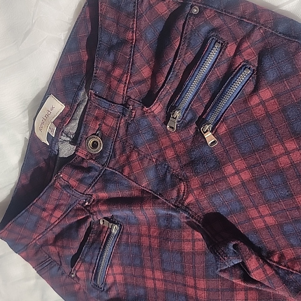 Plaid skinny jeans